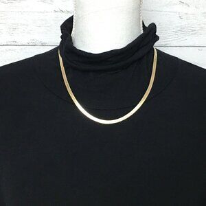 Gold Tone Herringbone Necklace 5mm Fashion Jewelry Layering Necklace 20"